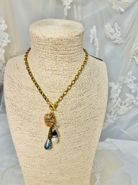 OOAK Vintage Earring Drop Necklace