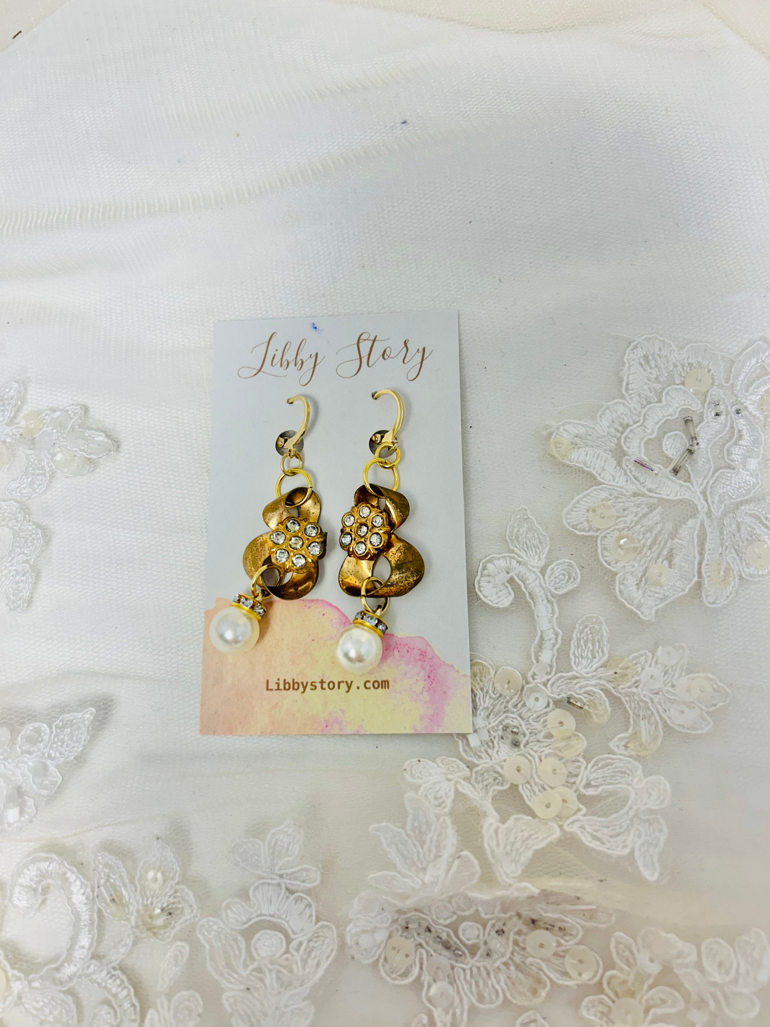 OOAK Vintage Rhinestone-Knot Earrings