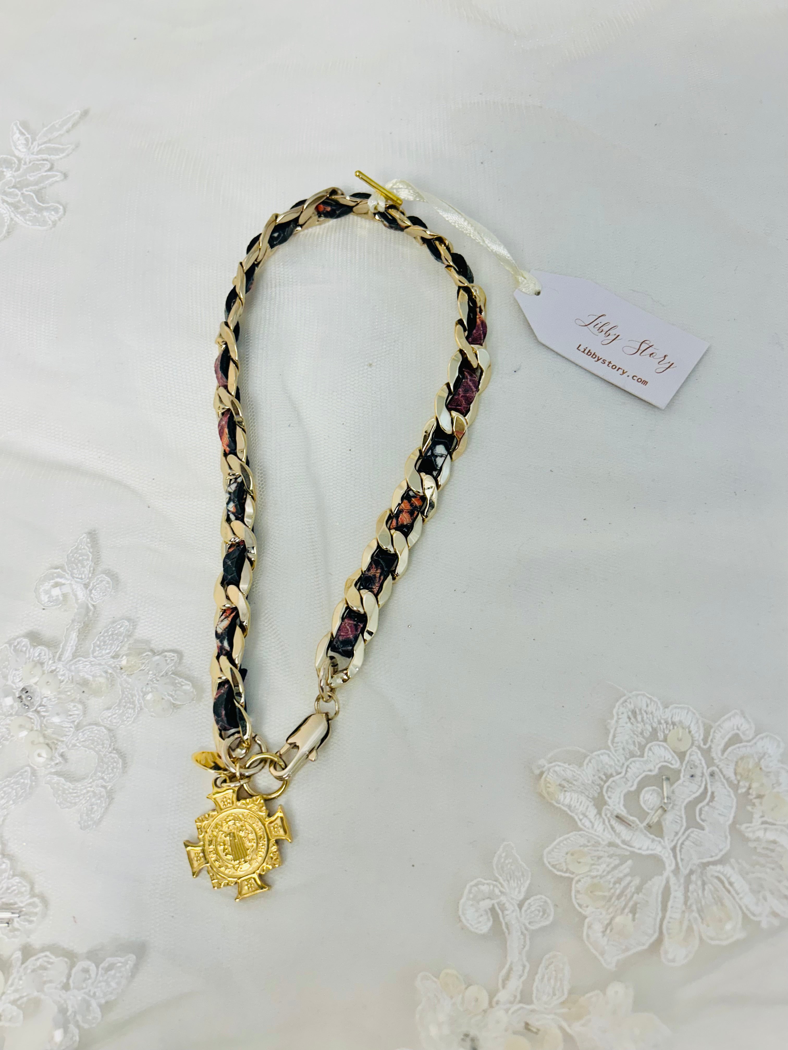 OOAK Leather and Chain Necklace or Wrap Bracelet