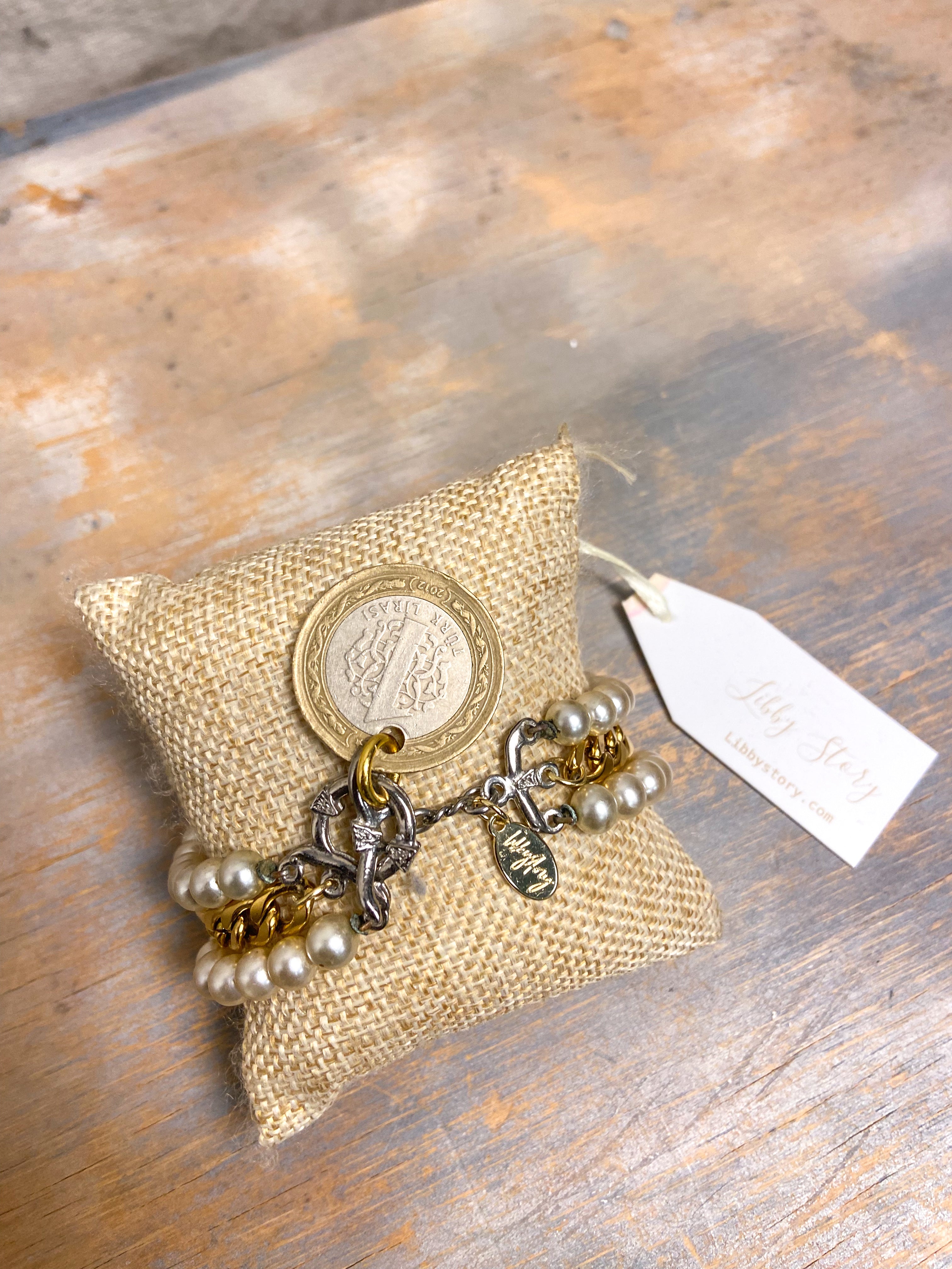 OOAK Pearl/Coin Bracelet