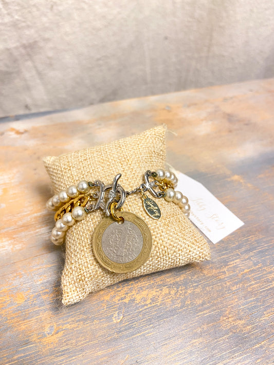OOAK Pearl/Coin Bracelet