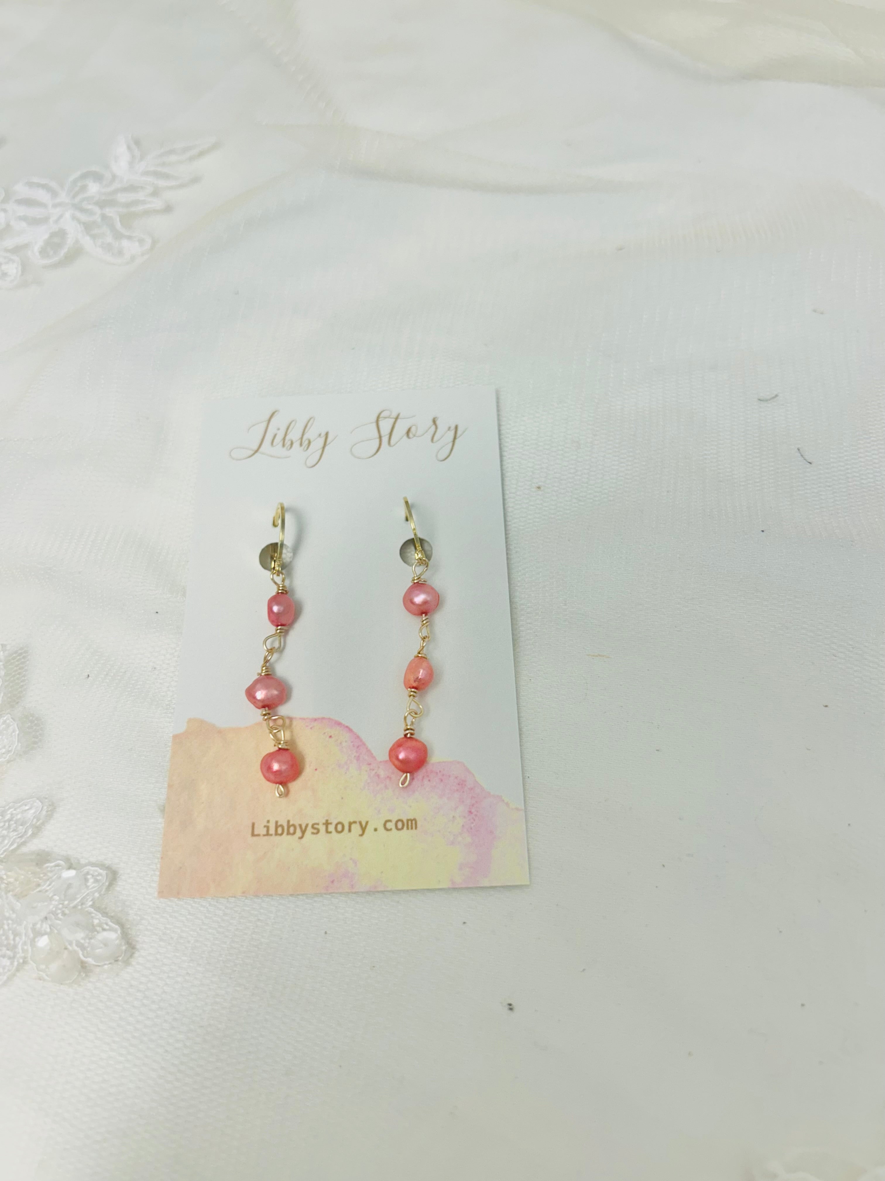 OOAK Pink Freshwater Pearls Earrings