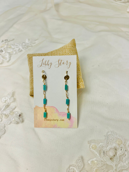 Long Glass Bead Huggie Earrings