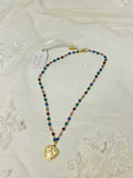 Colorful Beaded Necklace with Heart Locket