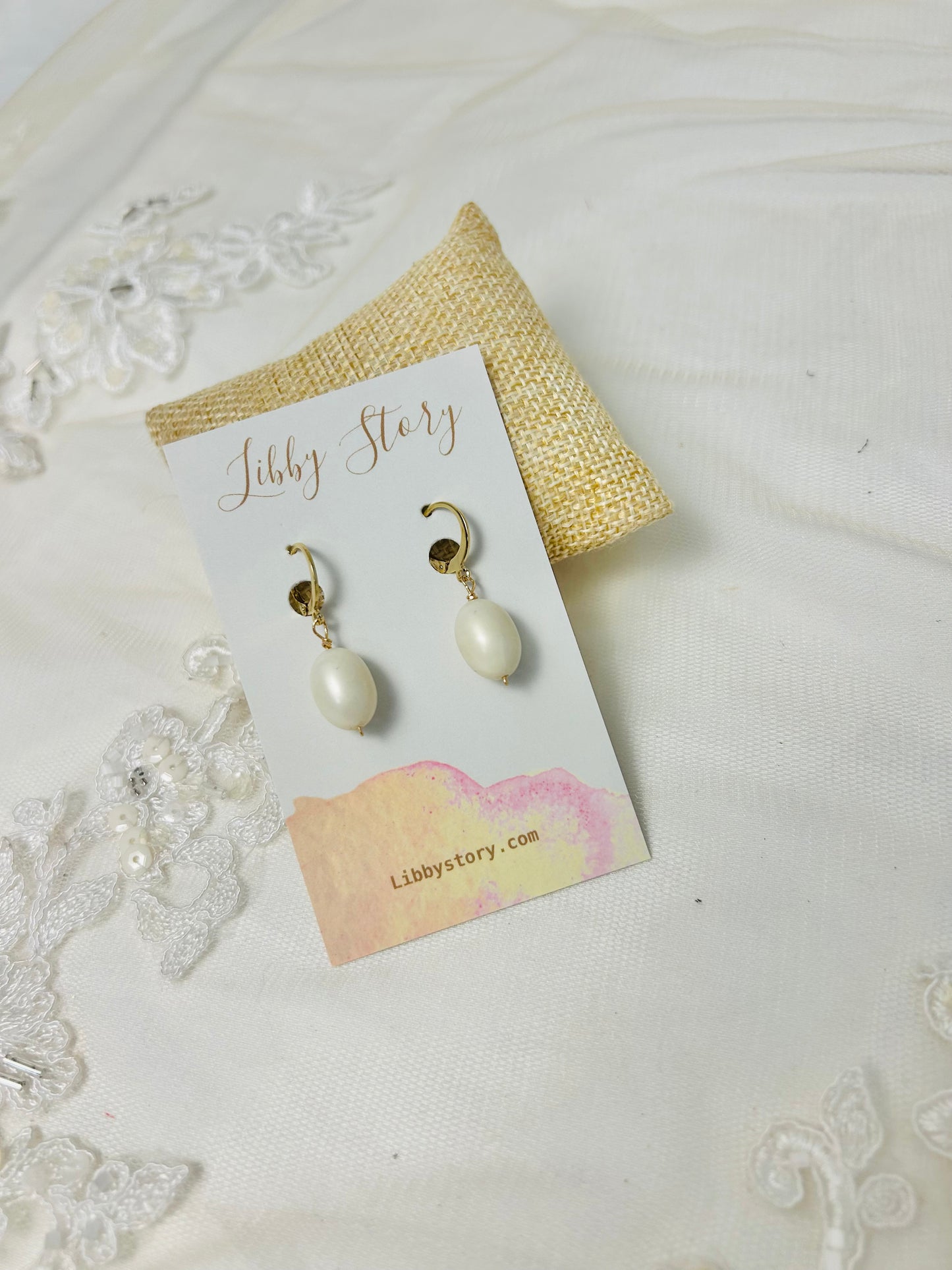 Vintage Bead Huggie Earrings