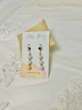 Pearl/Gold Long Huggie Earrings