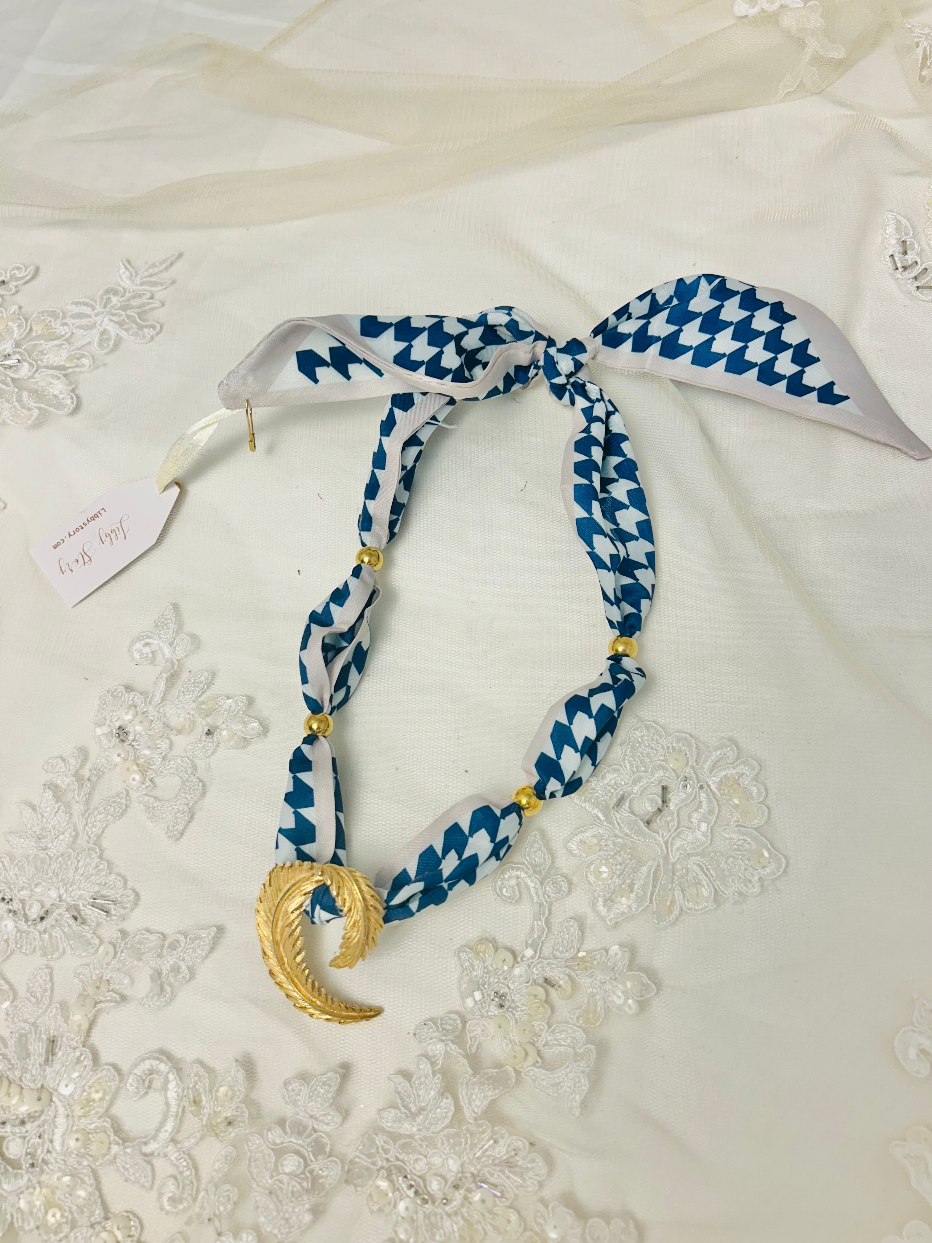 OOAK Vintage Leaf Broach Scarf Necklace