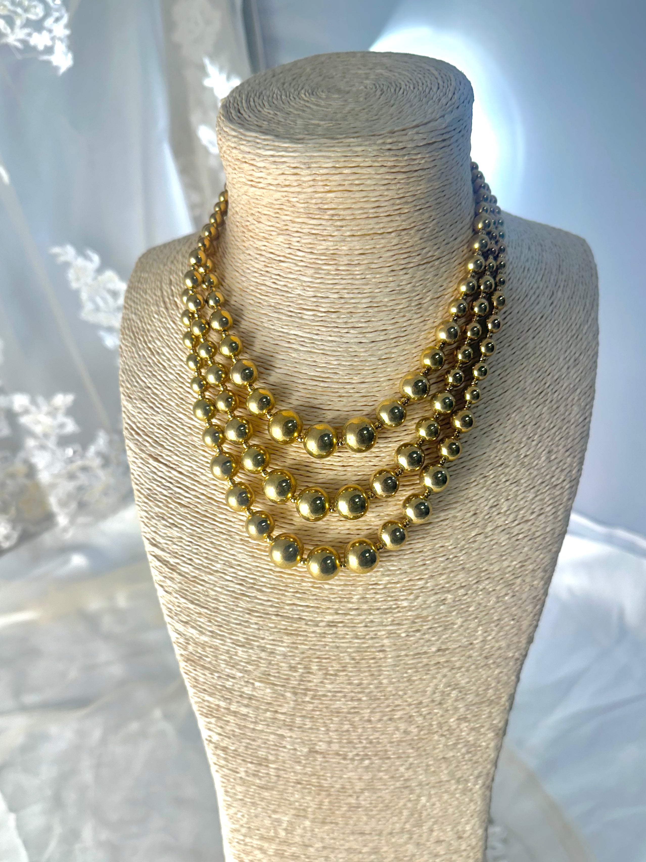 OOAK Vintage Gold Bead Layered Necklace