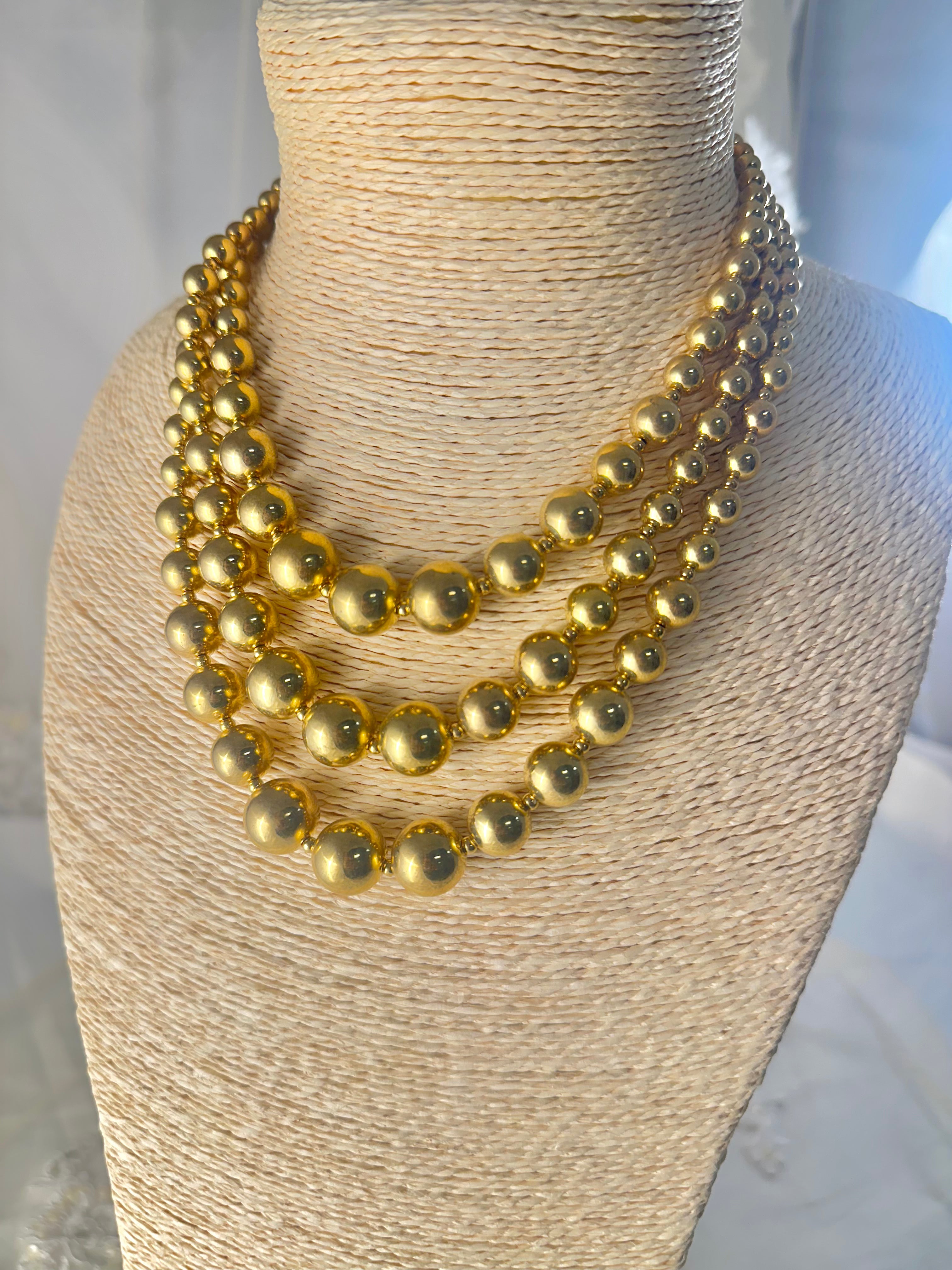 OOAK Vintage Gold Bead Layered Necklace