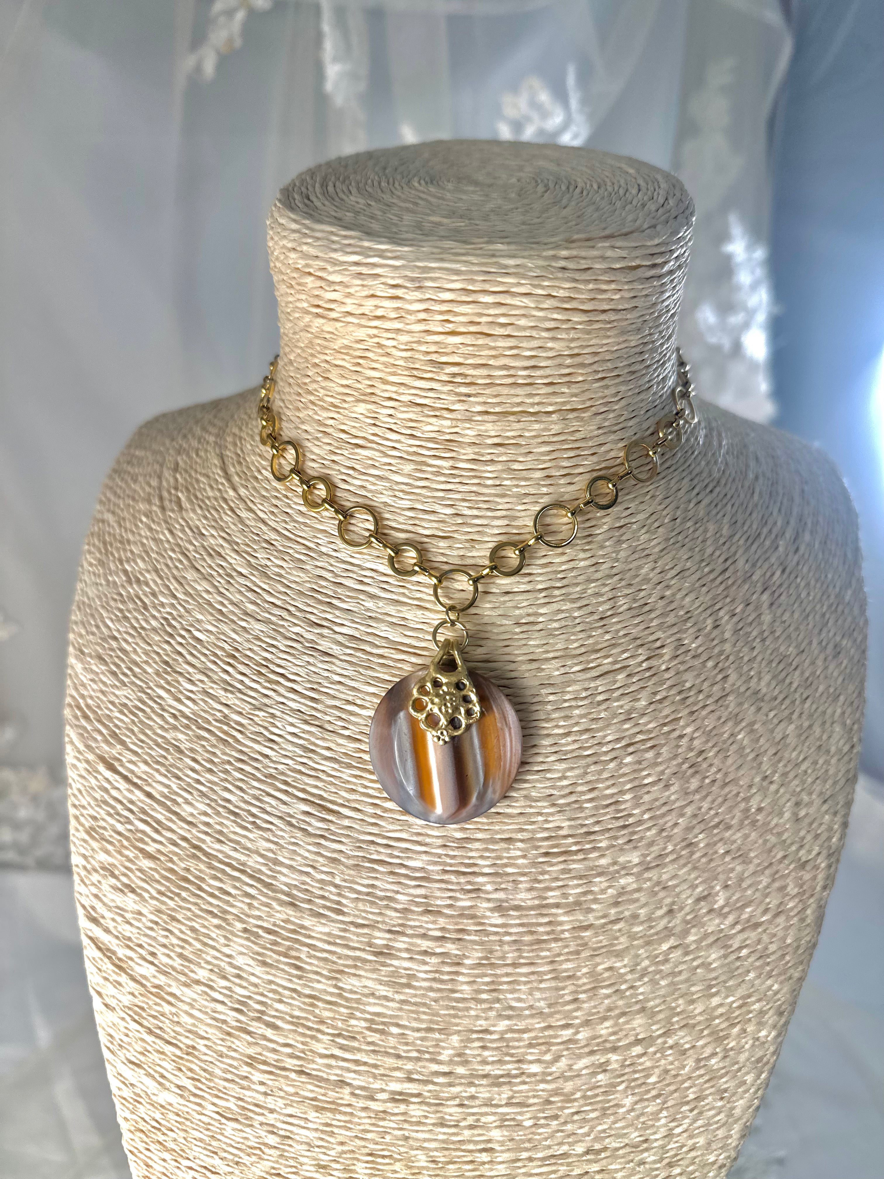 OOAK Vintage Tiger Eye Earring Necklace