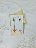 OOAK Brass Chain With Pearl Huggie Earrings