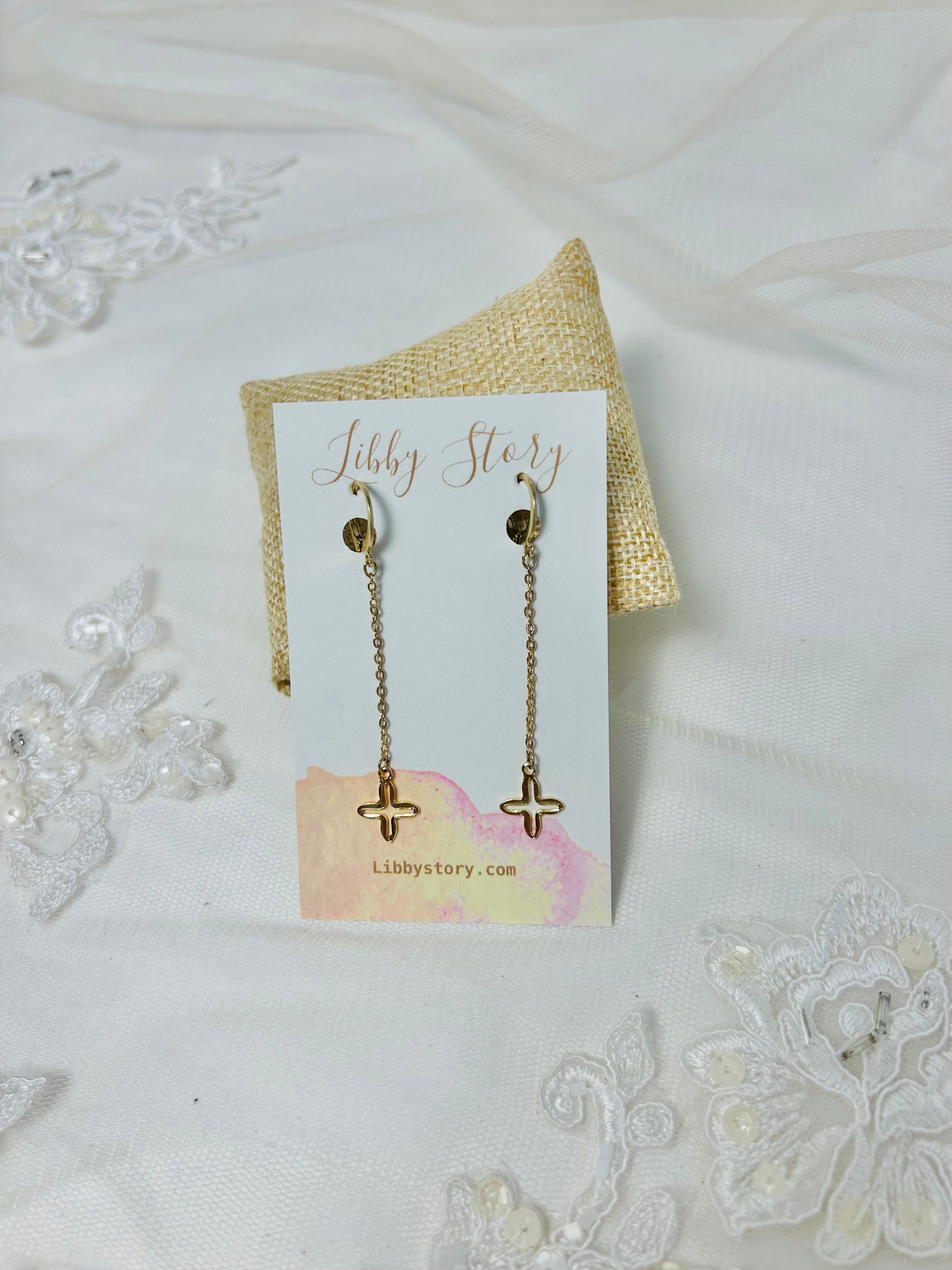 OOAK Brass Chain With Pearl Huggie Earrings