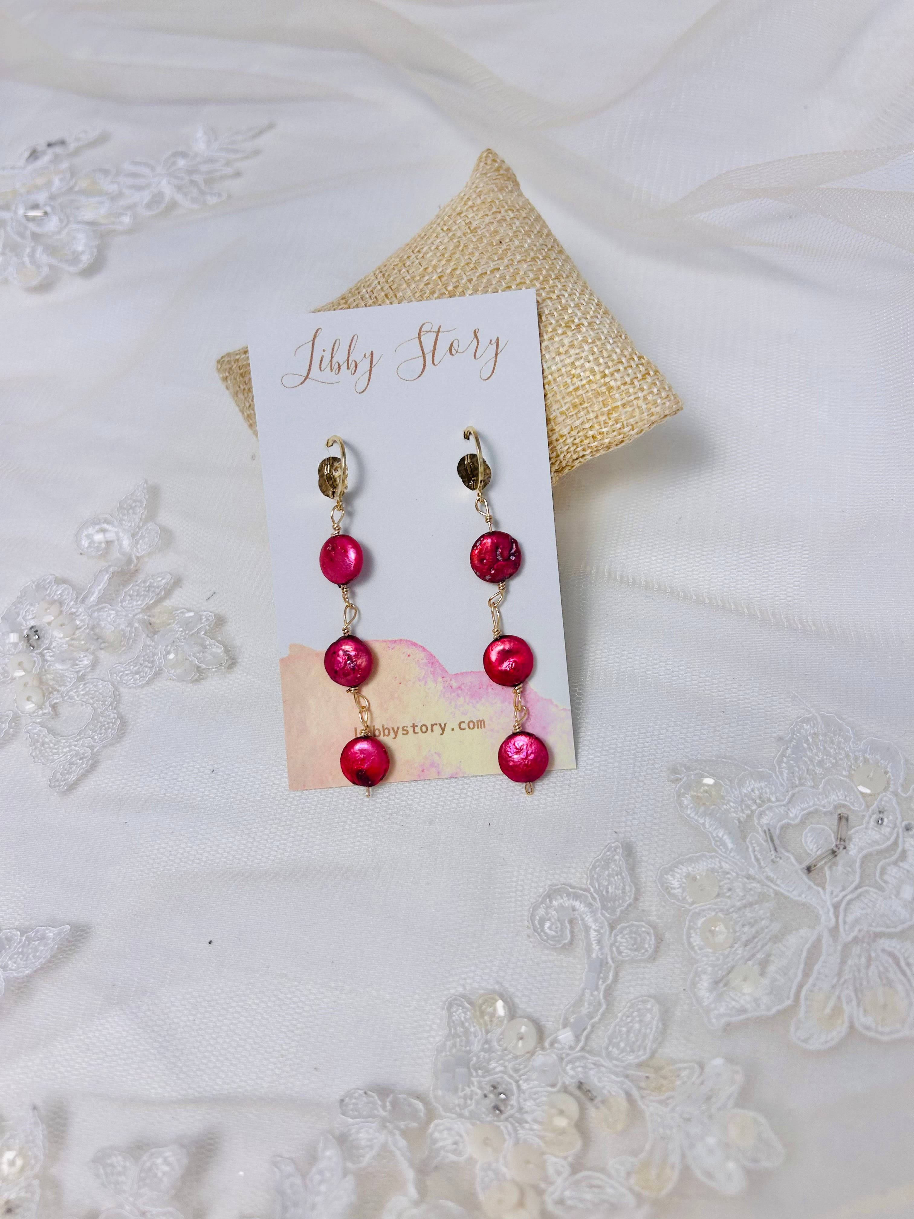 OOAK Pink Freshwater Pearl Huggie Errings