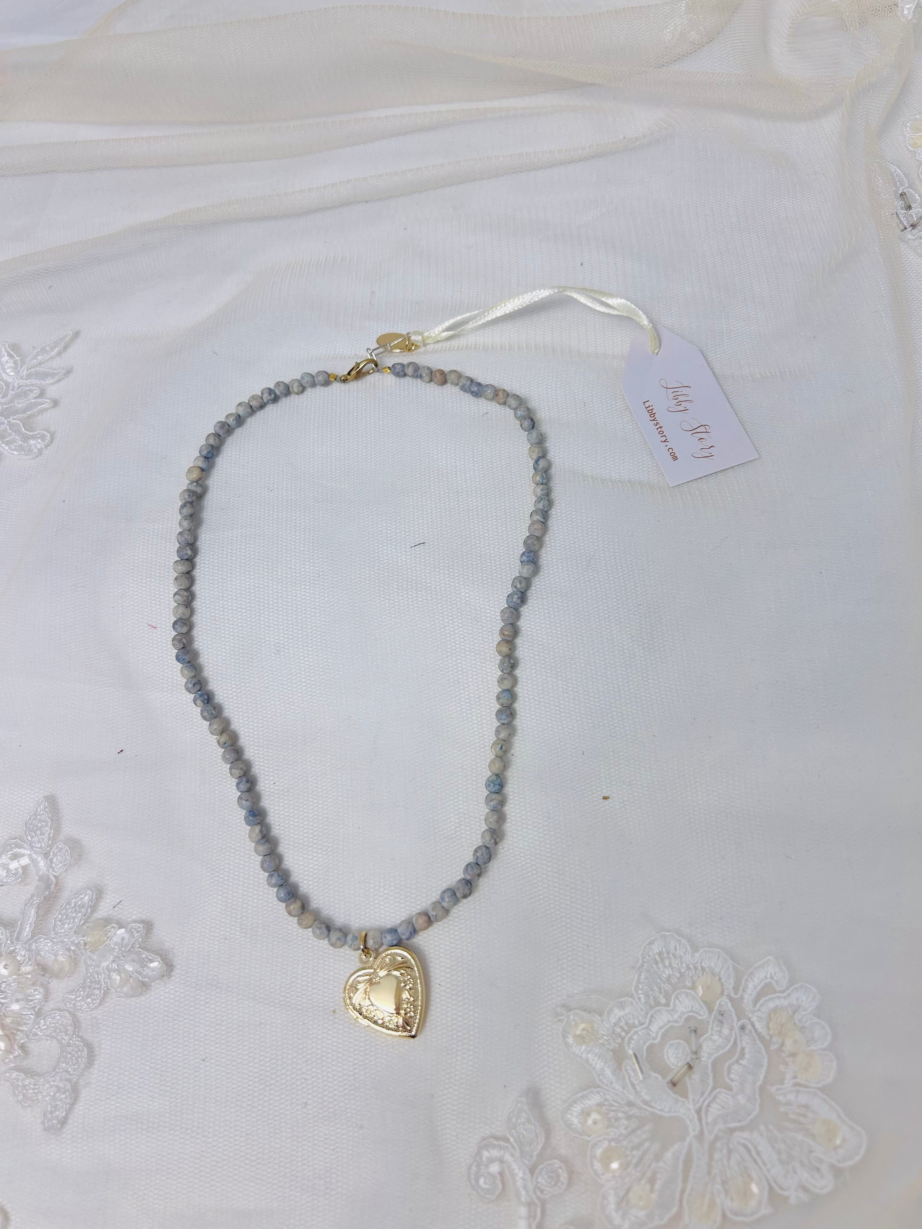 Vintage Beaded Necklace with Gold Locket