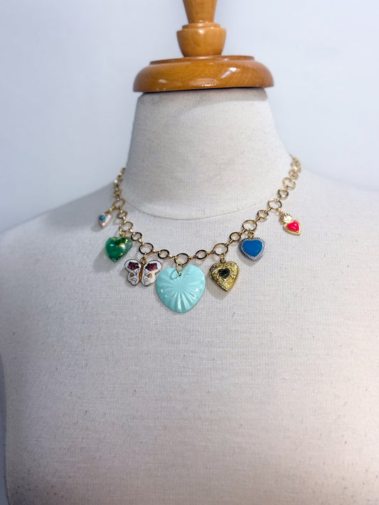 OOAK Vintage Heart Charm Necklace