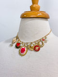 OOAK Red Pearl Charm Necklace