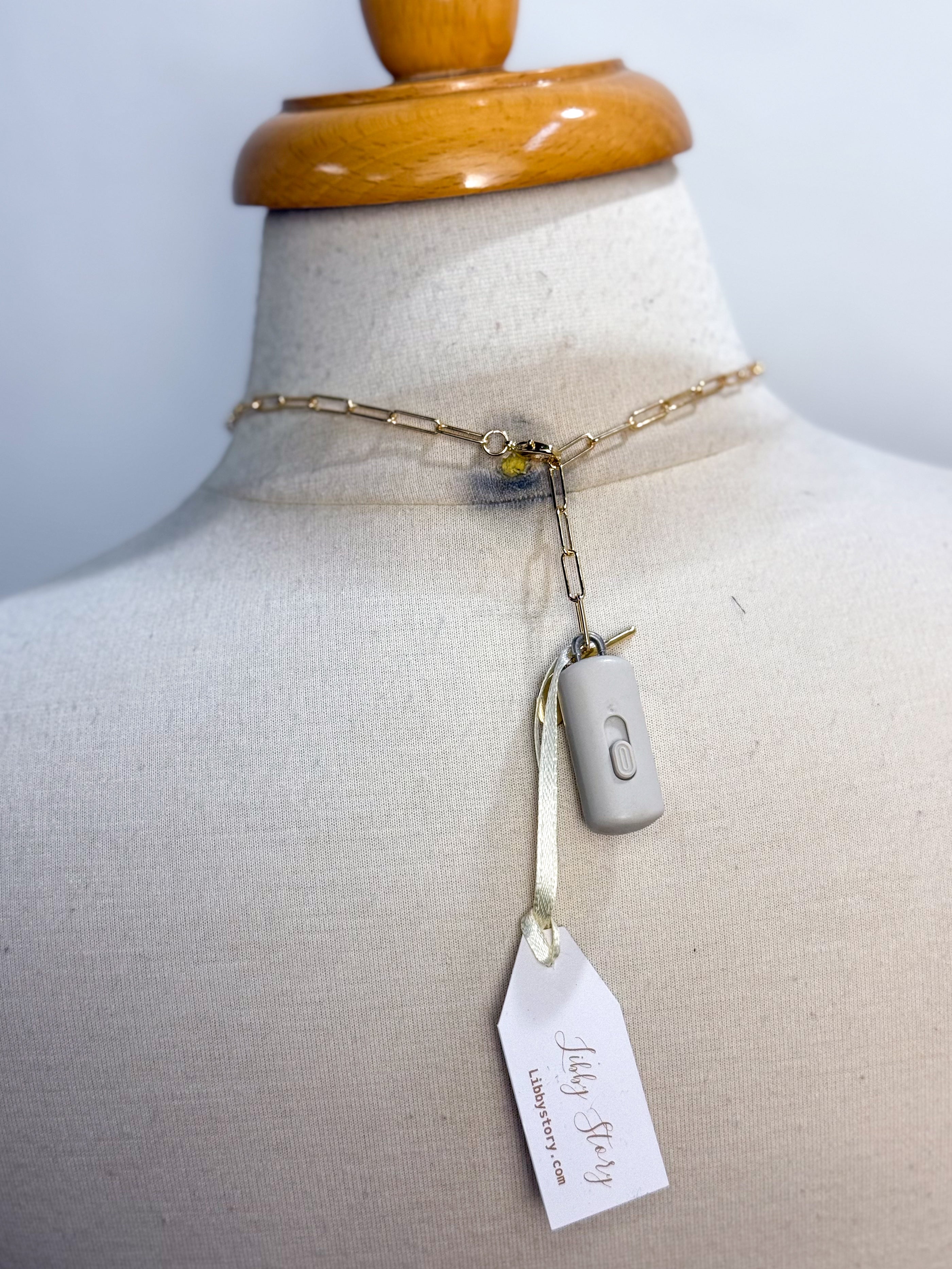 OOAK Vintage Coin Red/Navy Charm Necklace