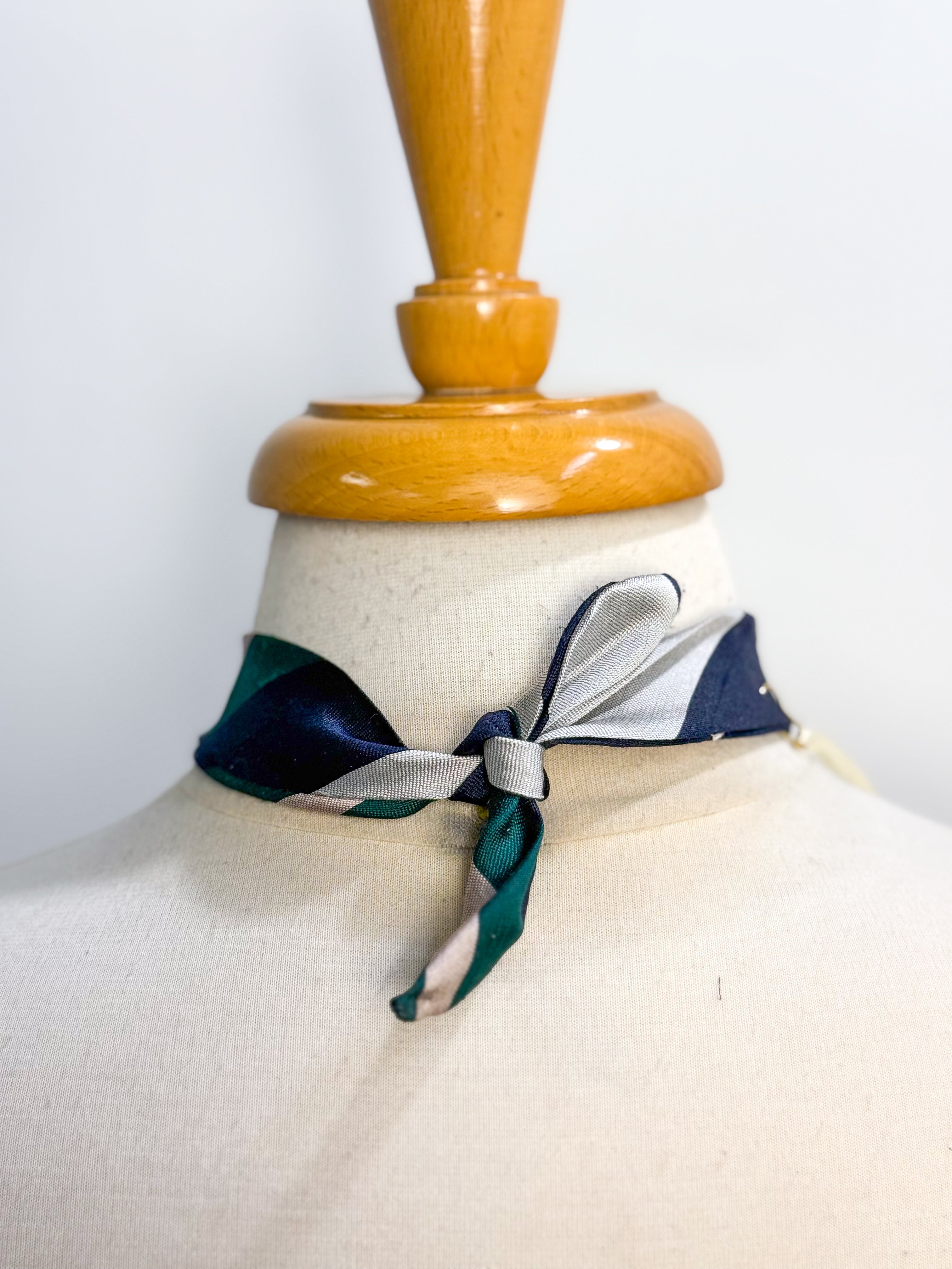 OOAK Vintage Silk Tie/Foreign Coin Necklace