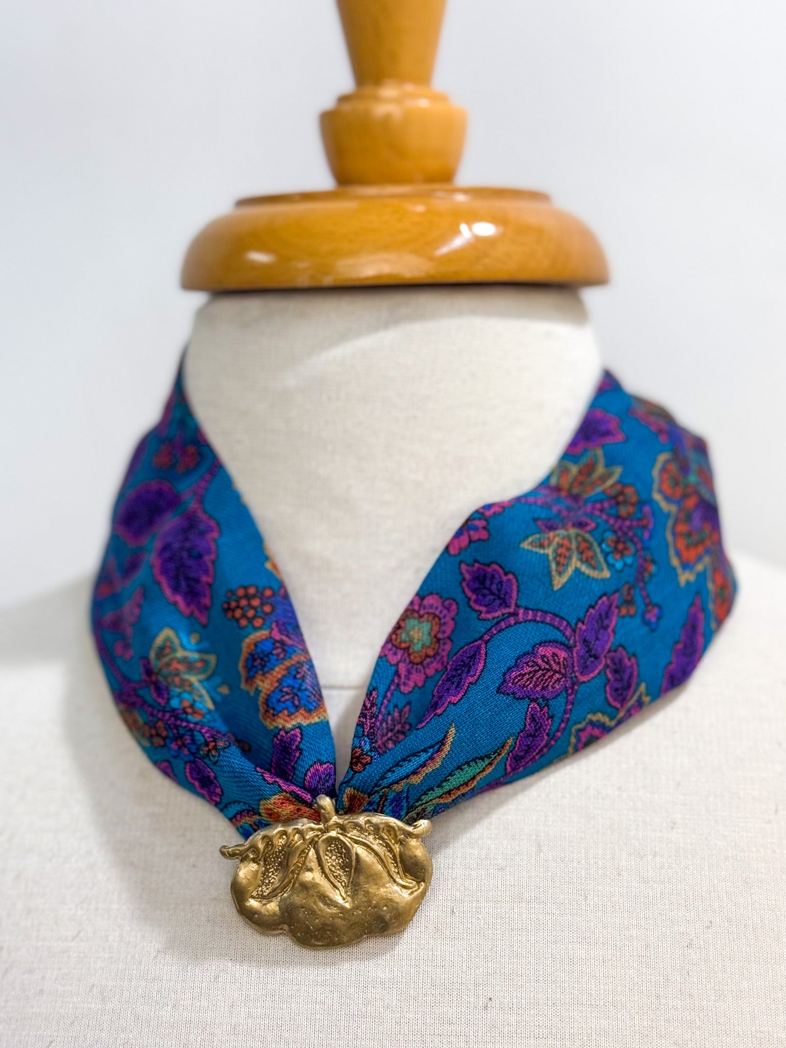 OOAK Vintage Pendant Cotton Scarf Neck