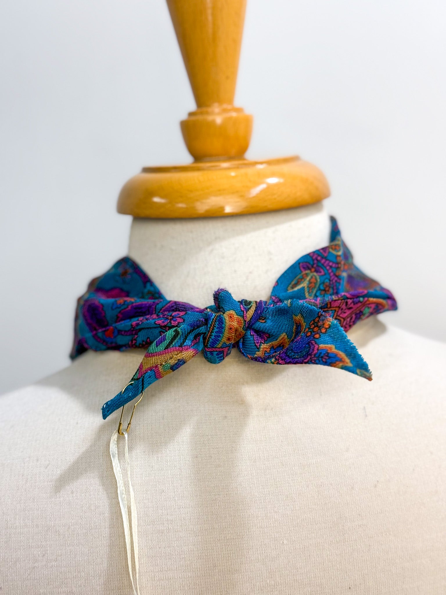 OOAK Vintage Pendant Cotton Scarf Neck
