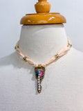 OOAK Vintage Key and Chiffon Necklace