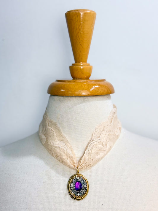 OOAK Purple Power Lace Necklace