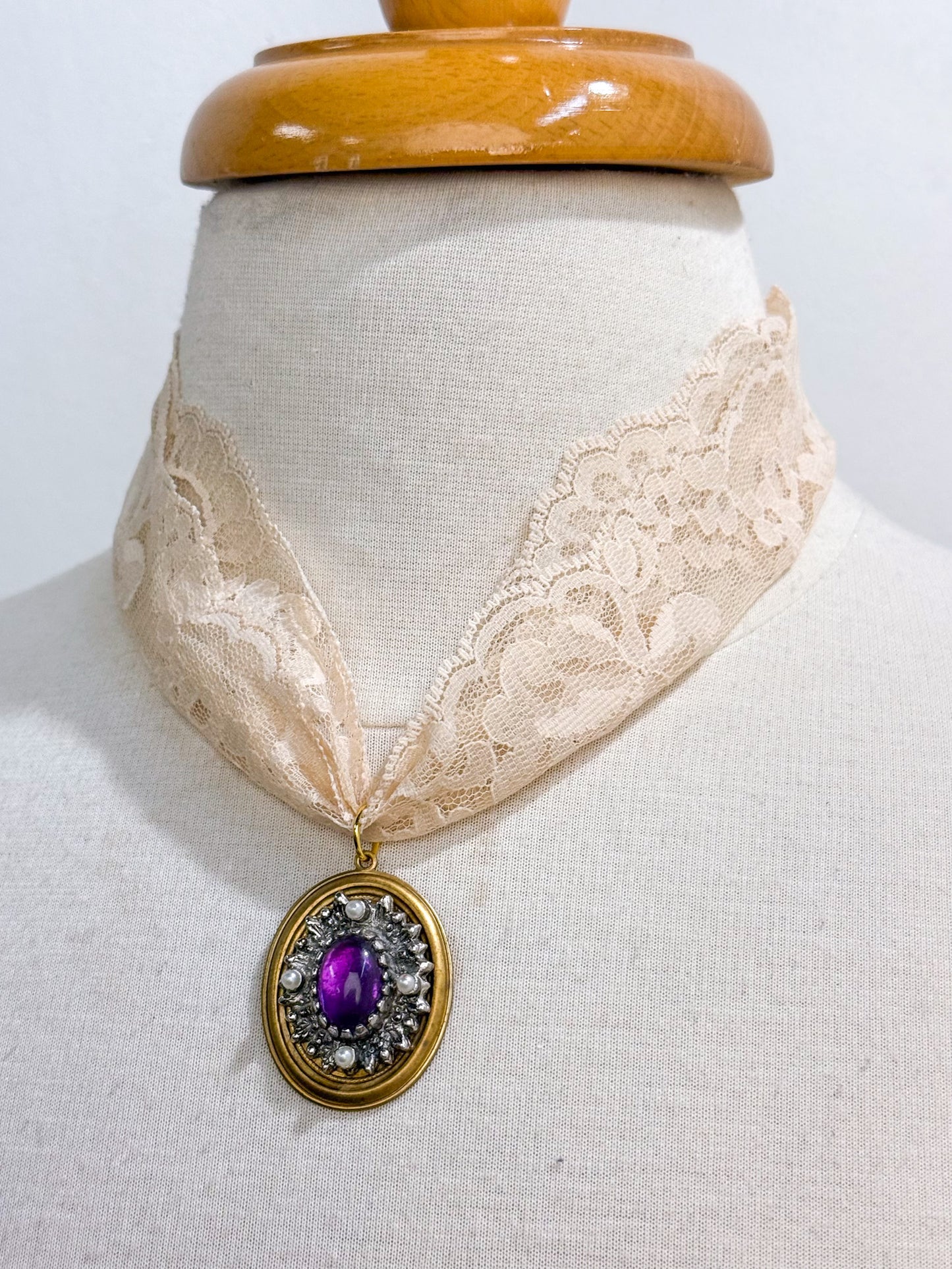 OOAK Purple Power Lace Necklace
