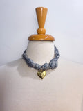 OOAK Vintage Silk Scarf Heart Locket