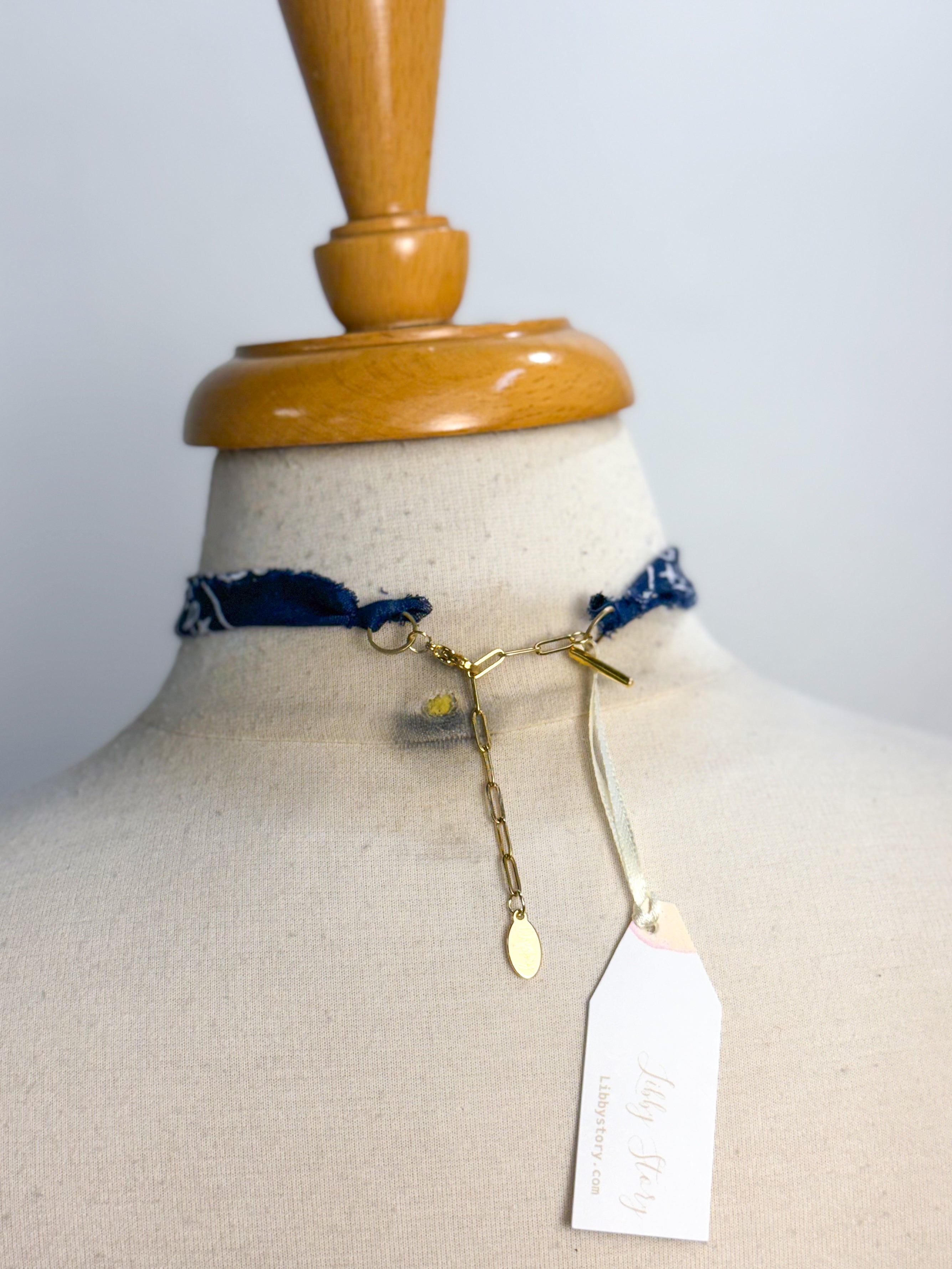 Cross Pearl & Heart Bandana Necklace