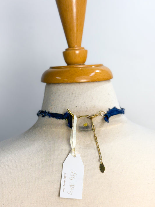 Rhinestone & Pearl Simple Bandana Necklace