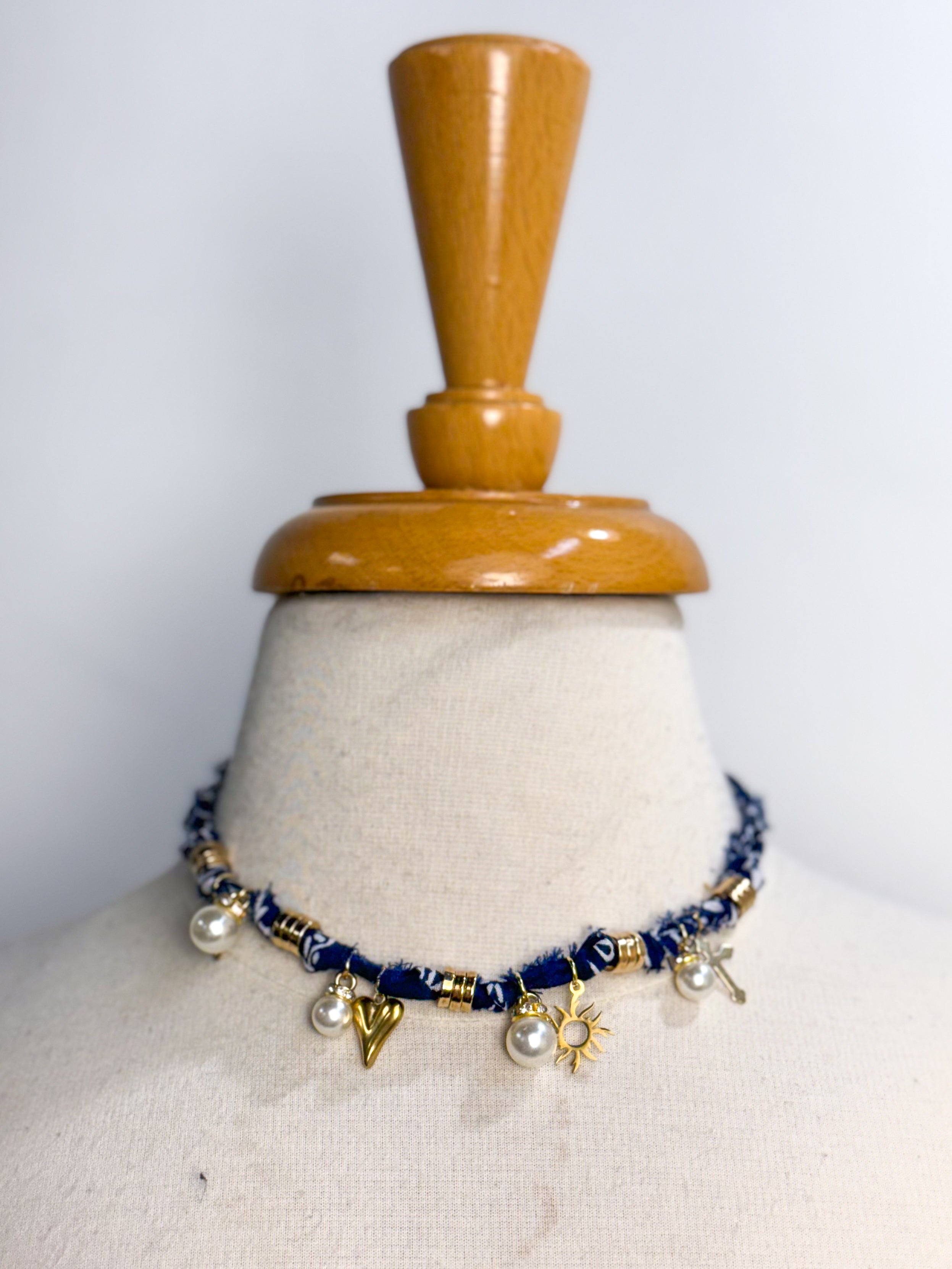 Bandana Pearl & Charm Necklace
