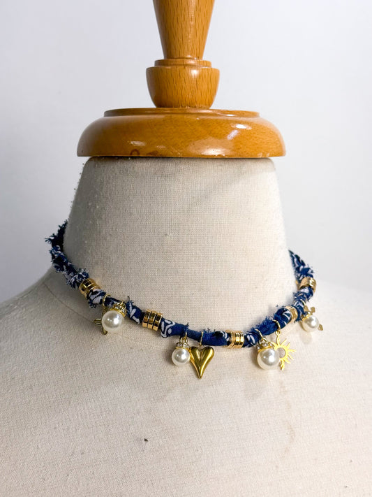 Bandana Pearl & Charm Necklace