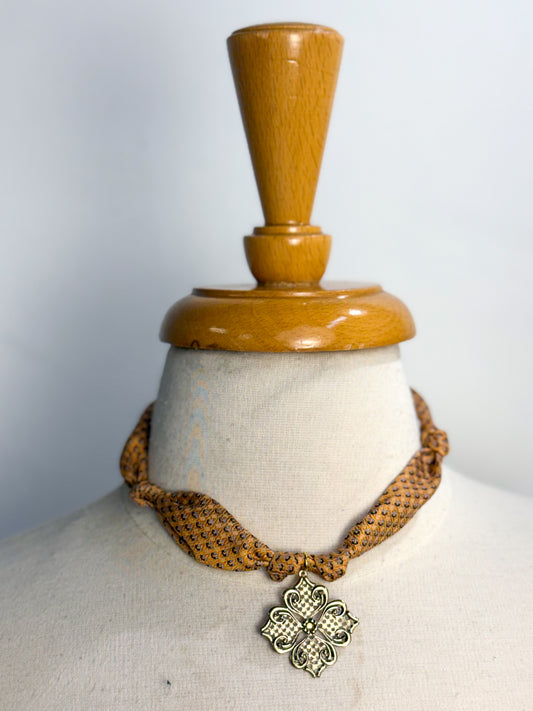 OOAK Vintage Tie Medallion Scarf Necklace