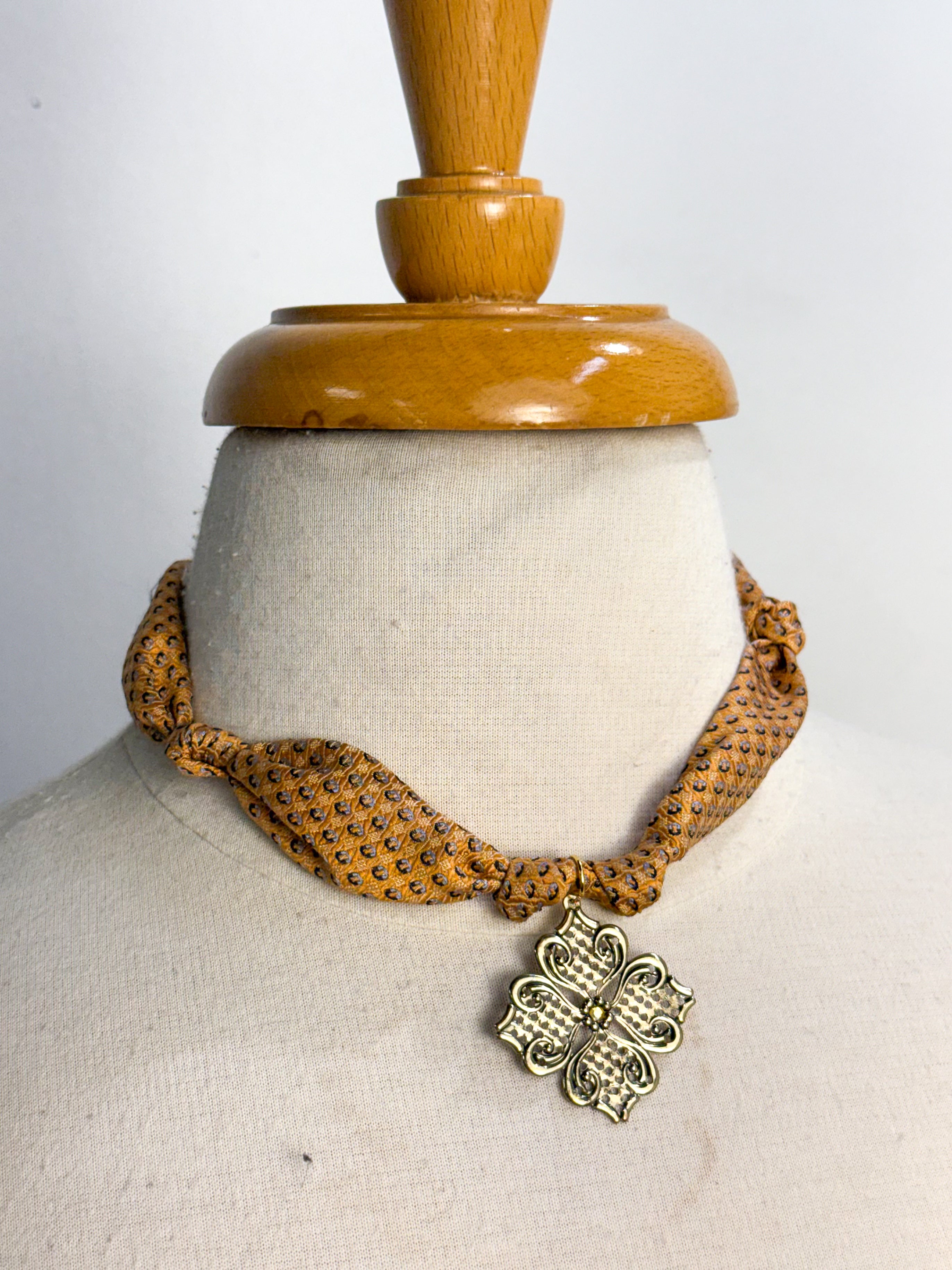 OOAK Vintage Tie Medallion Scarf Necklace