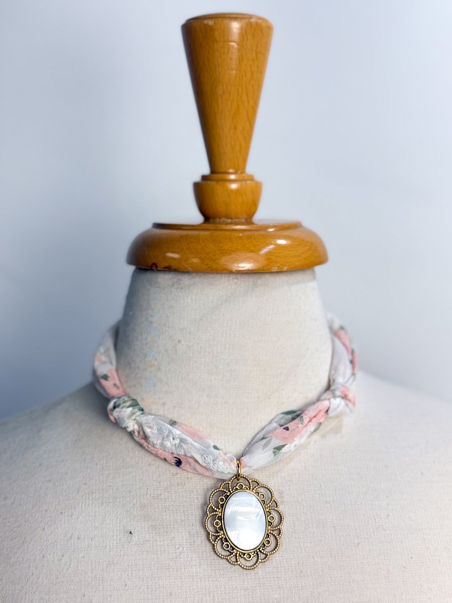 OOAK Shell Cameo Scarf Necklace