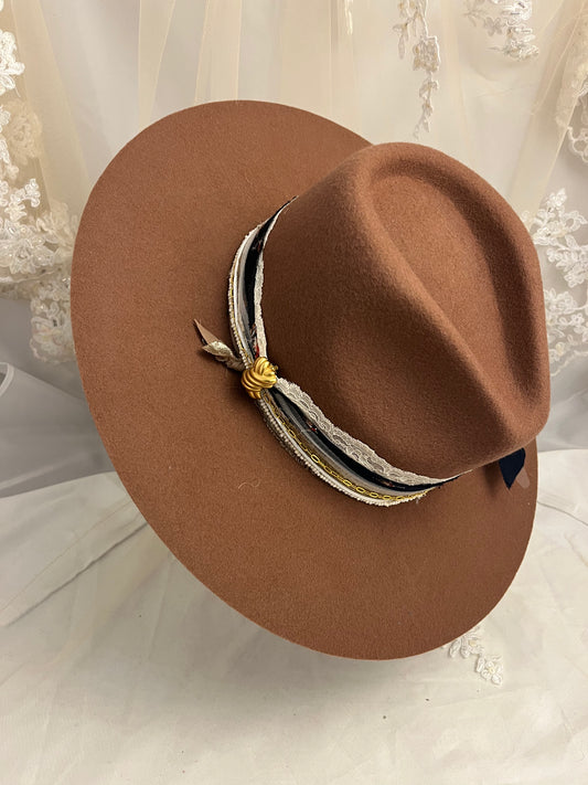 OOAK Horse Tie 100% Wool Stiff Brim Hat