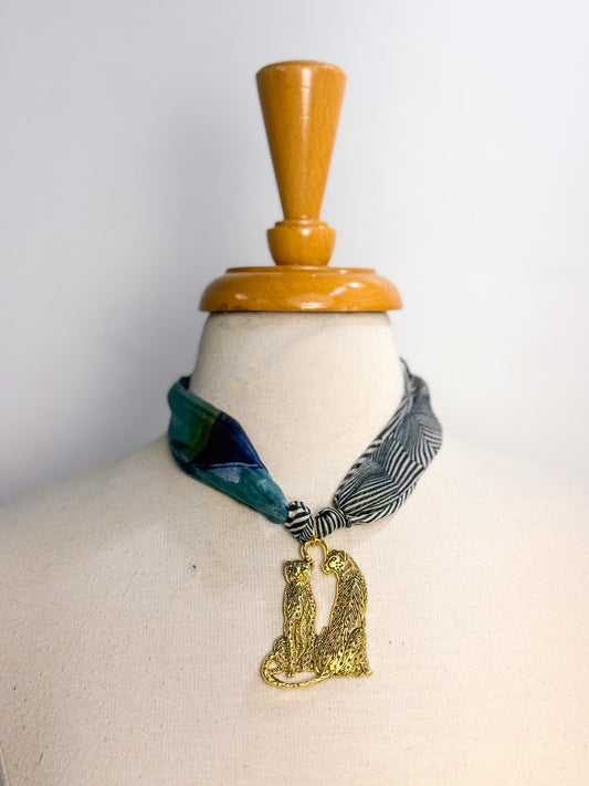 OOAK Geo-Leopard Scarf Necklace