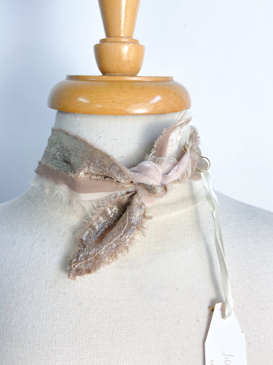 OOAK Heart Crest Ribbon Scarf Necklace