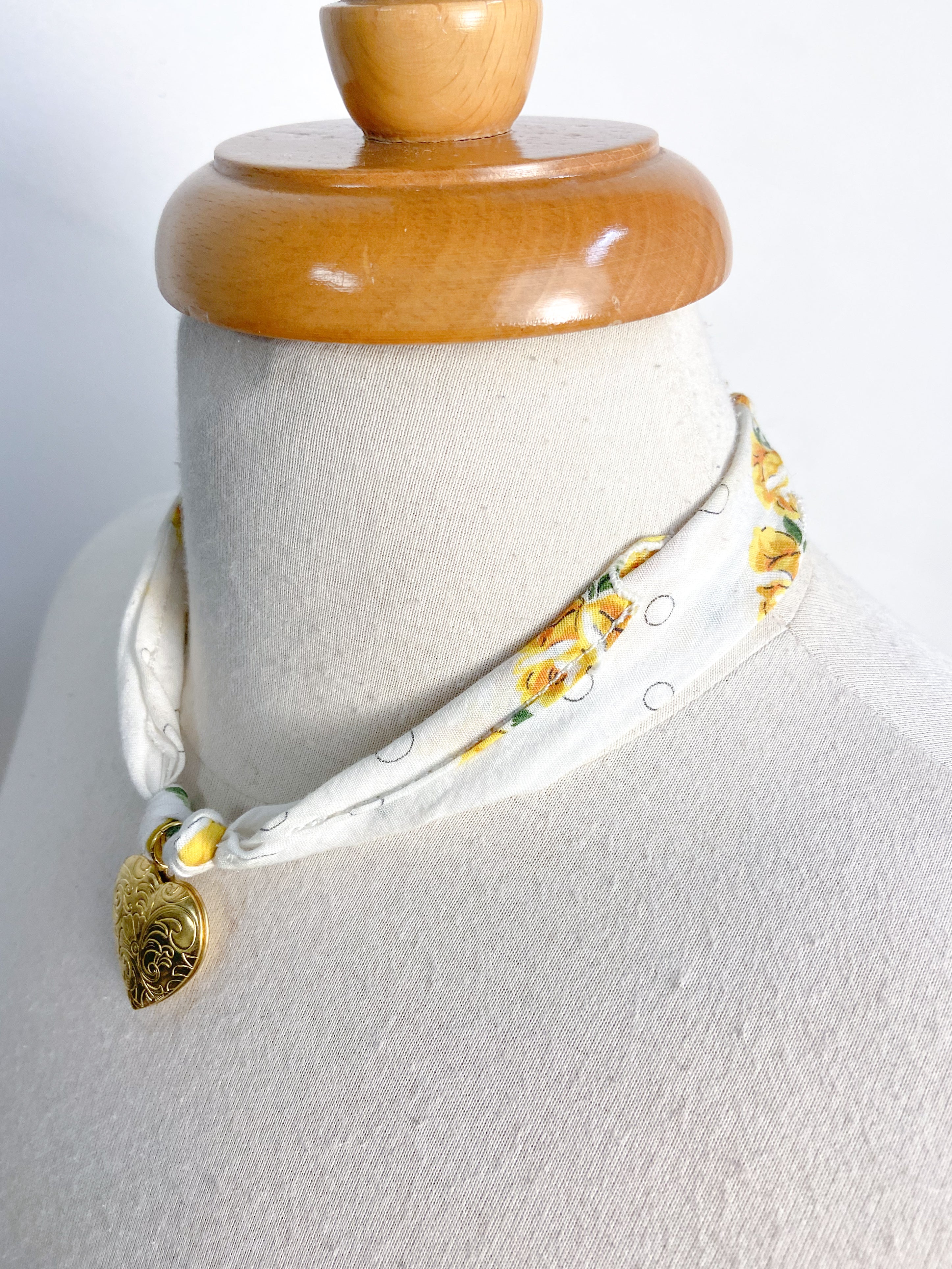 OOAK Vintage Hanky Heart Locket Necklace