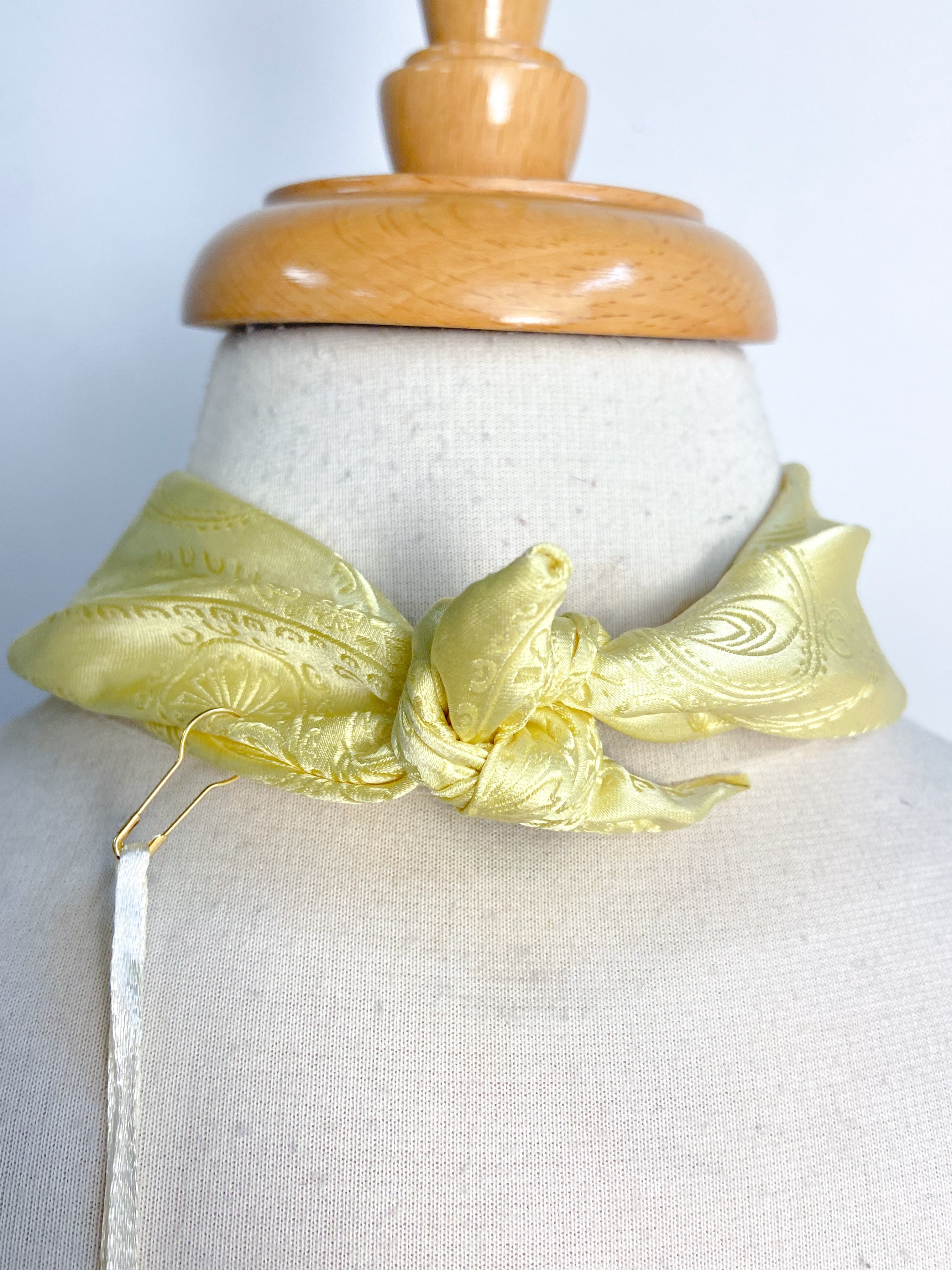 OOAK Shell Pendant Yellow Tie Scarf Necklace