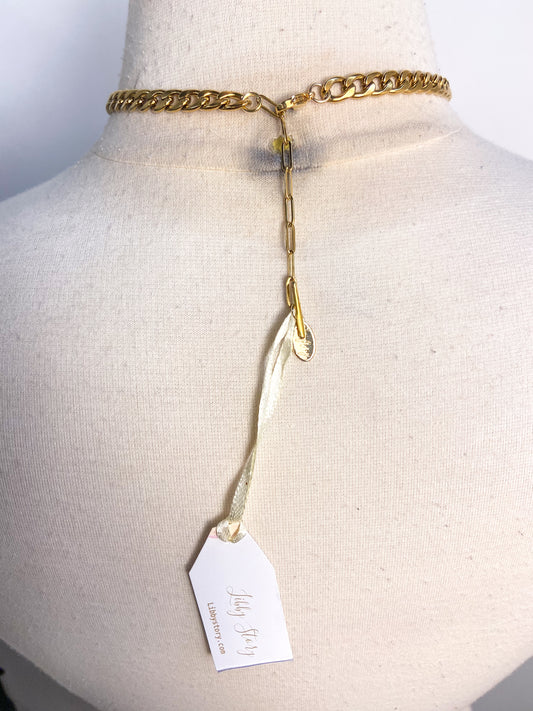 OOAK Cross/Pearl Vintage Charm Necklace