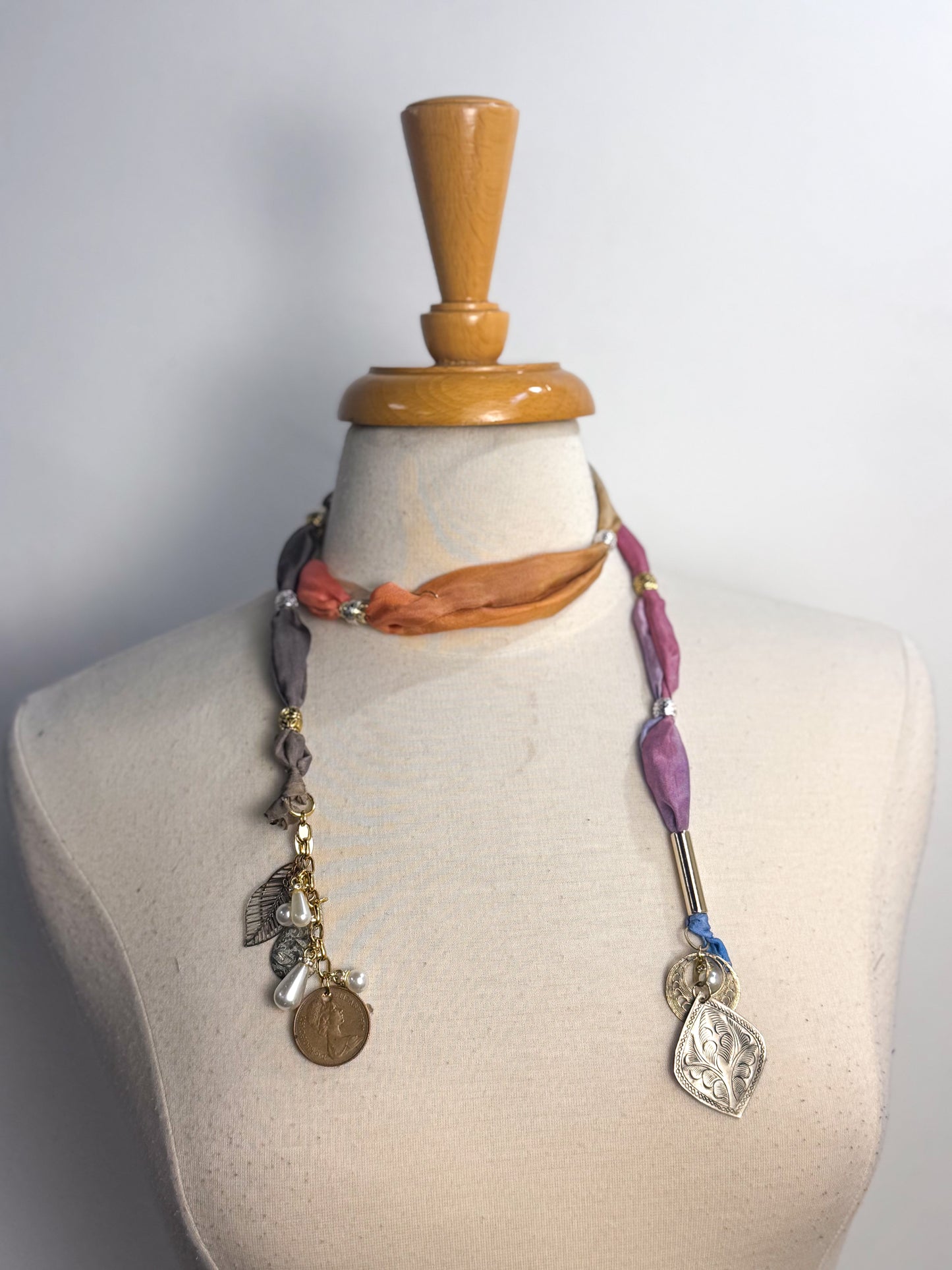 OOAK Silk Scarf Wrap Necklace or Belt