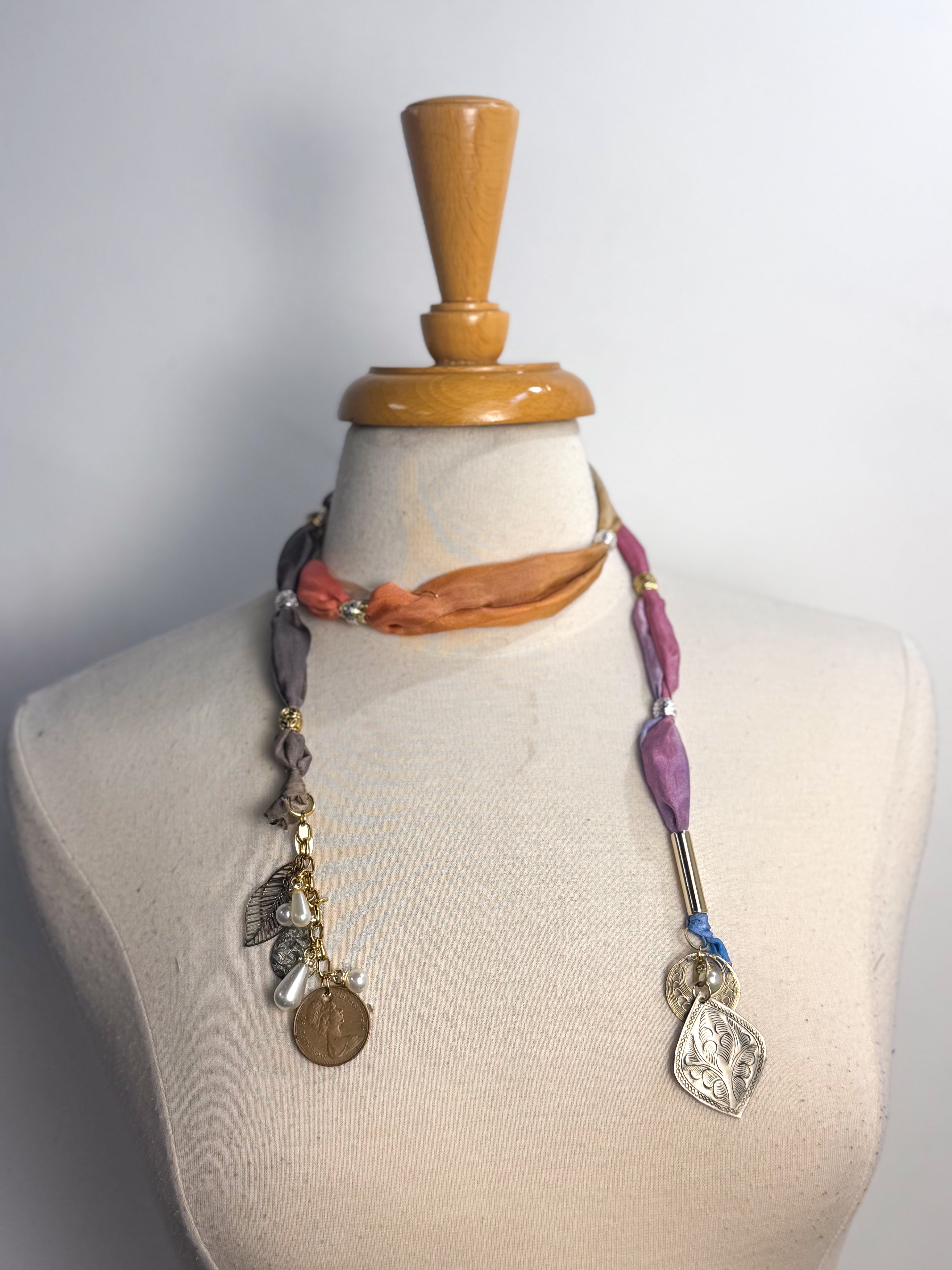 OOAK Silk Scarf Wrap Necklace or Belt