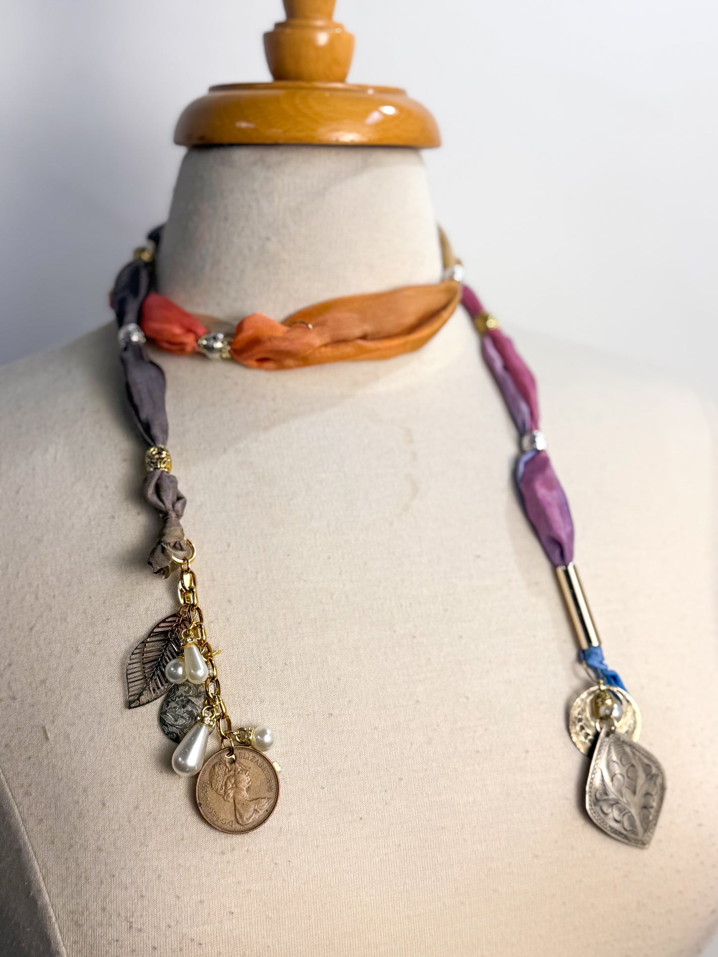 OOAK Silk Scarf Wrap Necklace or Belt