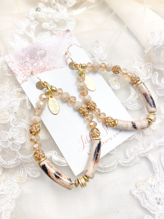 Leopard & Sparkle Long Oval Earrings