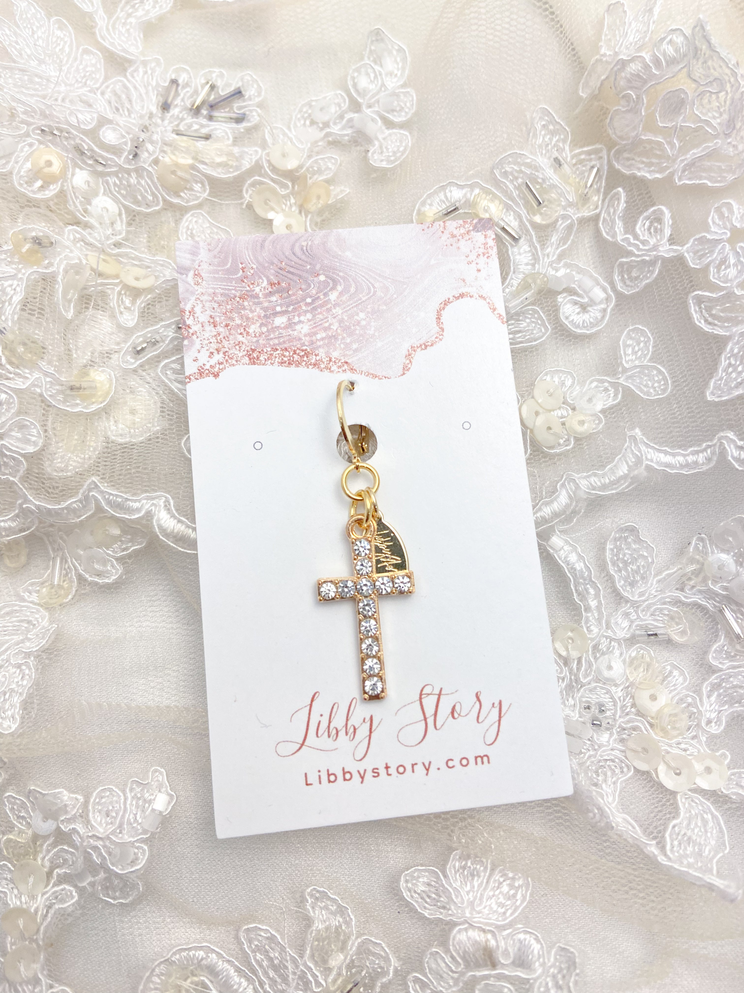 Rhinestone Cross Clip On Charm