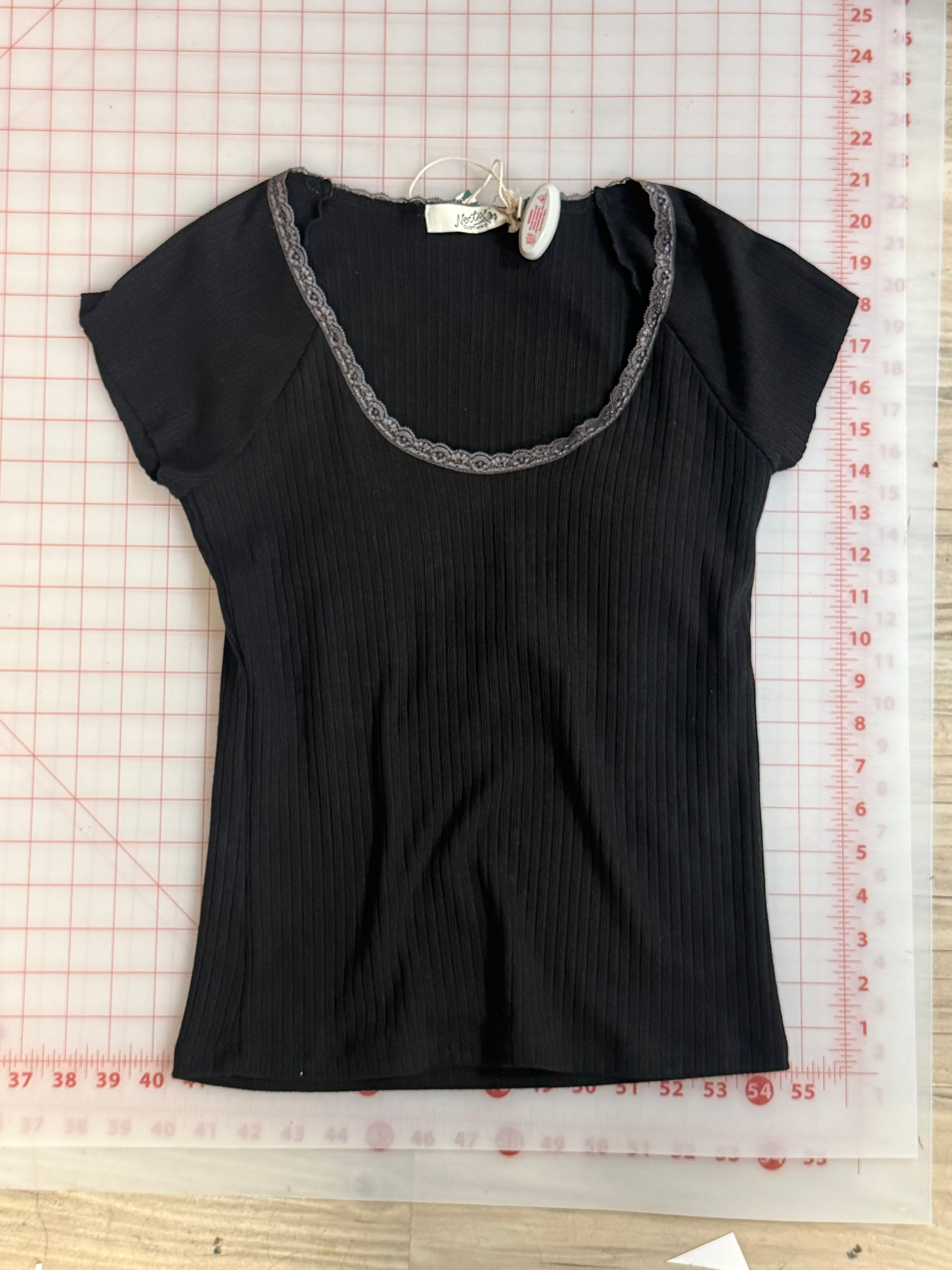Amber Knit Lace Trim cap Sleeve Top
