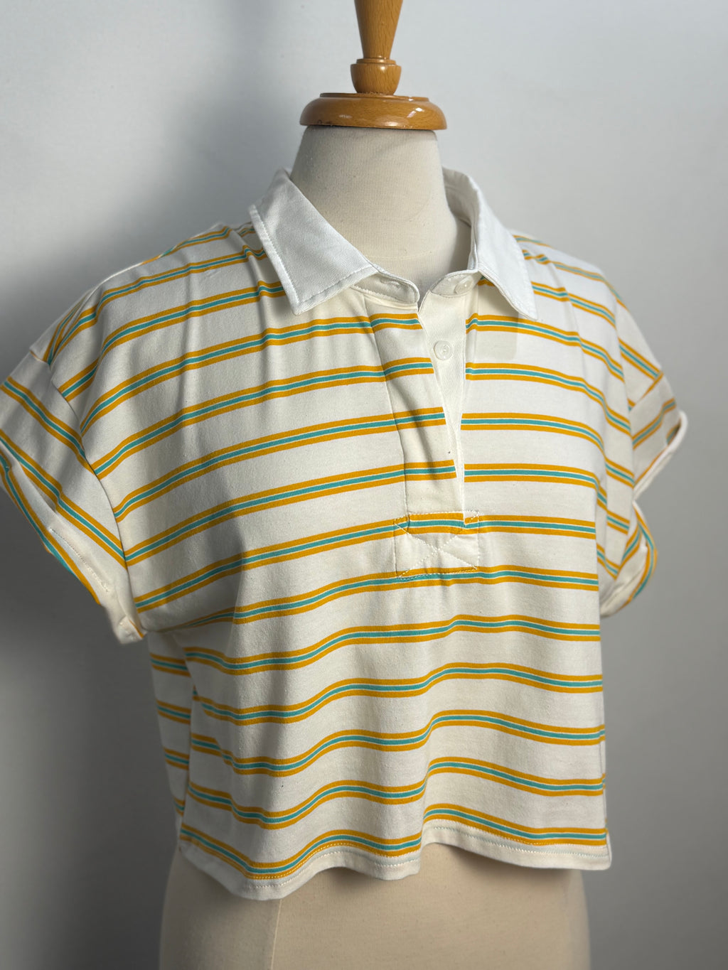 Striped cap-Sleeve Collar Polo Shirts