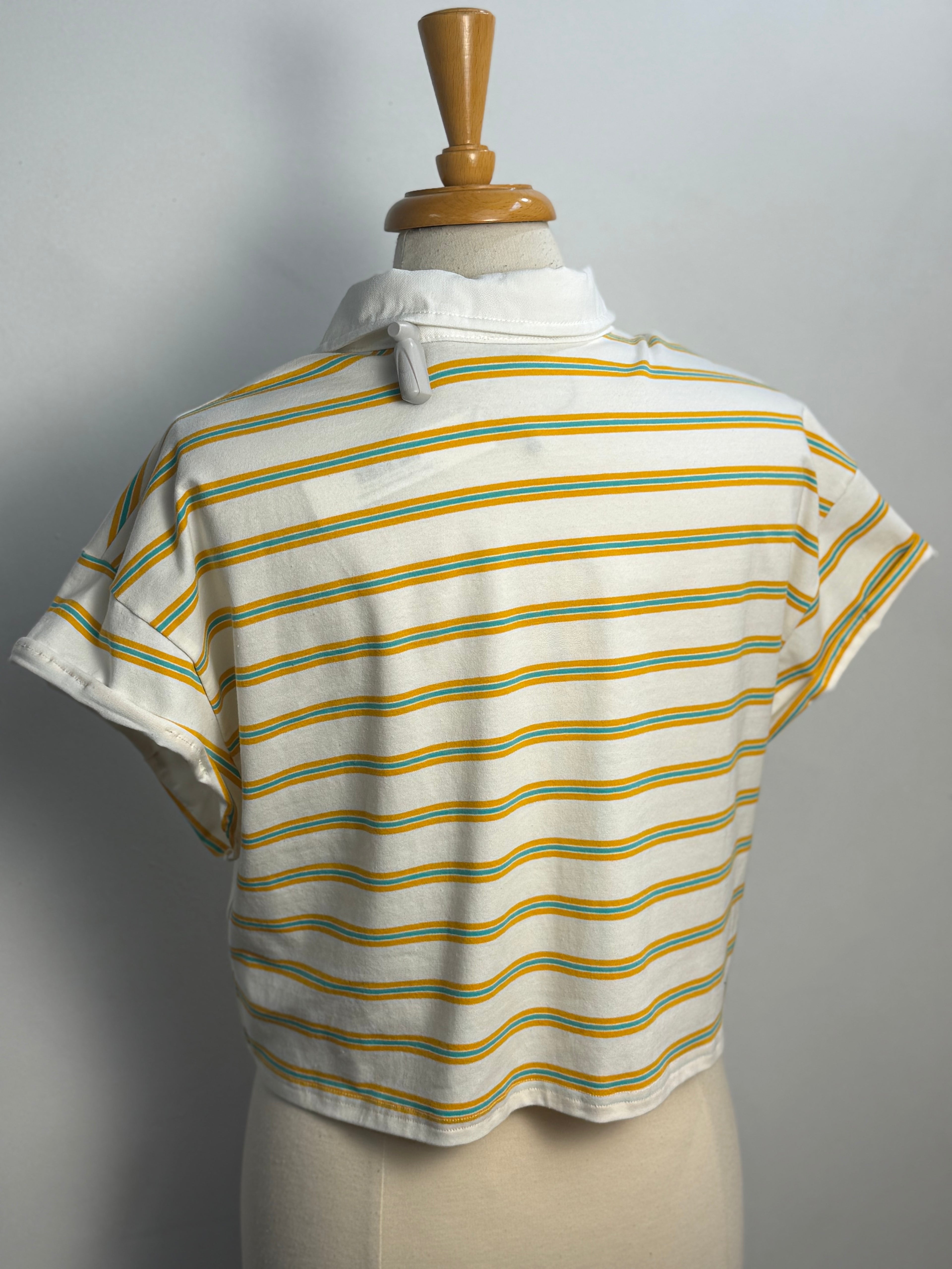 Striped cap-Sleeve Collar Polo Shirts
