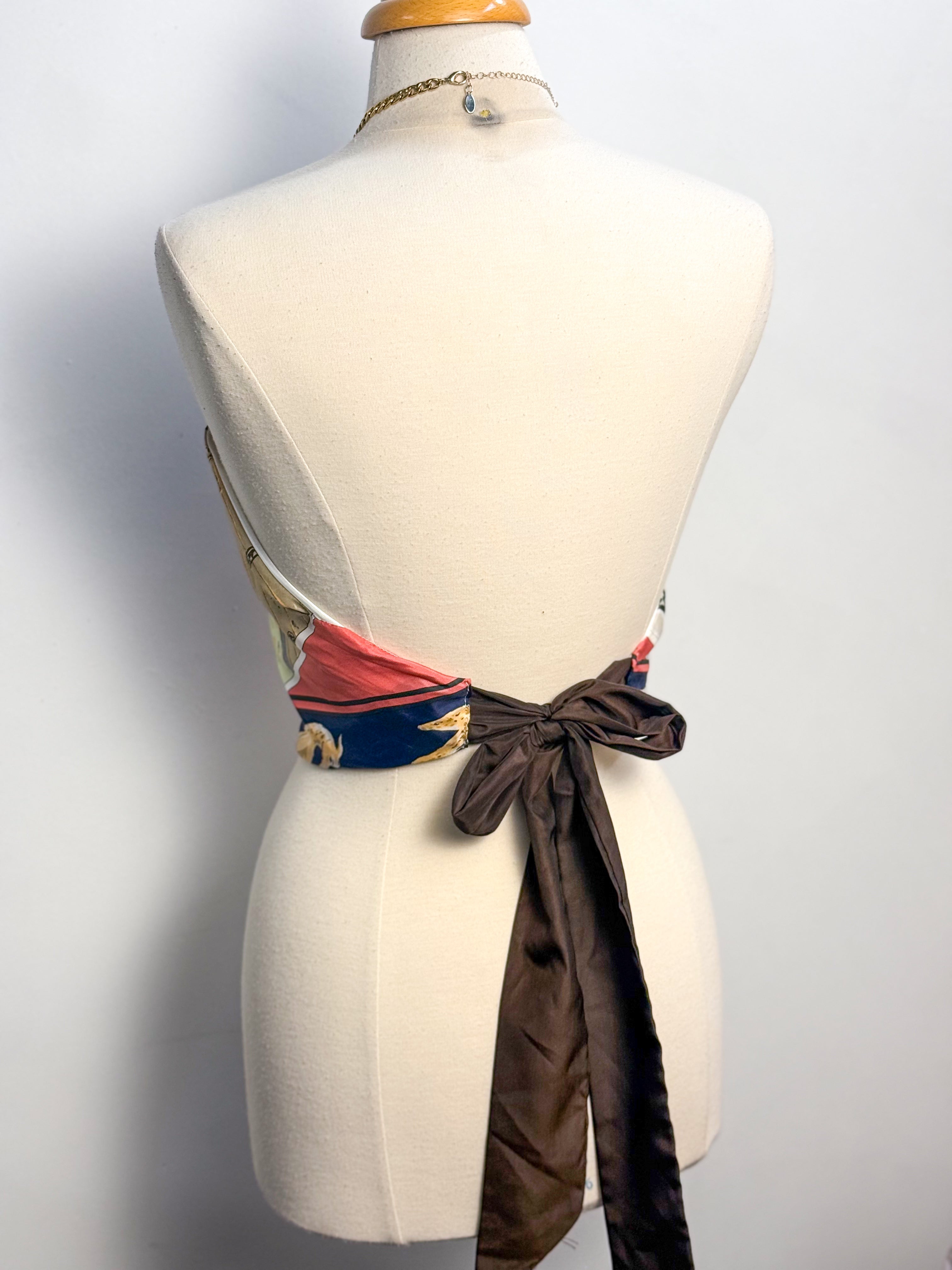 OOAK Vintage Silk Scarf Halter Top